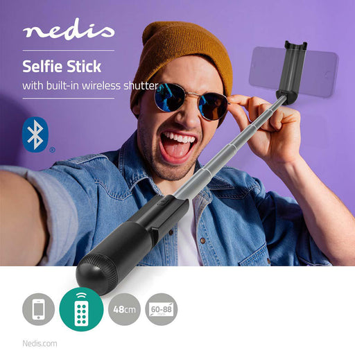 Nedis Bluetooth® Selfie Stick - Bluetooth® version: 4.2, Maximum screen size: 3.54", Folded lenght: 15 cm, Maximum weight capacity: 400 g - Battery Powered