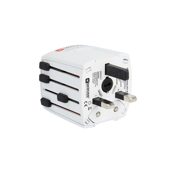 Skross MUV USB (2xA) Compact 2-pole world travel adapter with 2 integrated USB ports