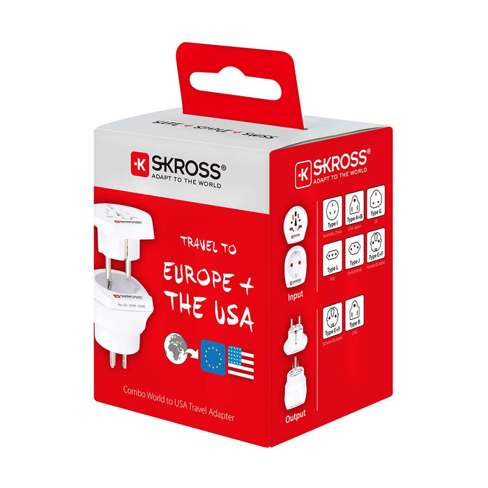 Skross Travel Adapter Combo - World-to-USA Earthed