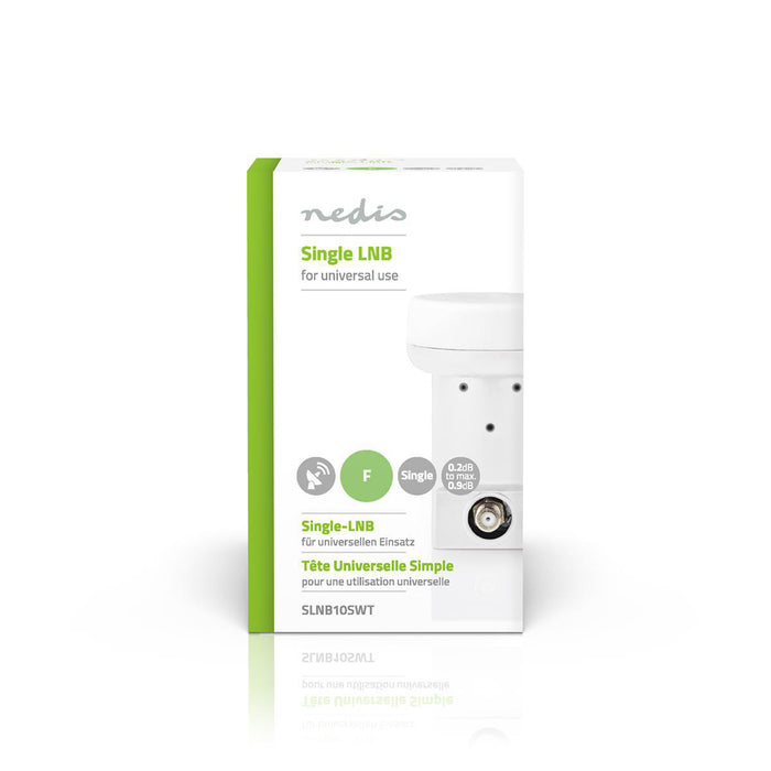 Nedis LNB - Single, Output connection: 1x F-Connector, Noise figure range: 0.90 dB, Conversion gain: 53 - 65 dB - White