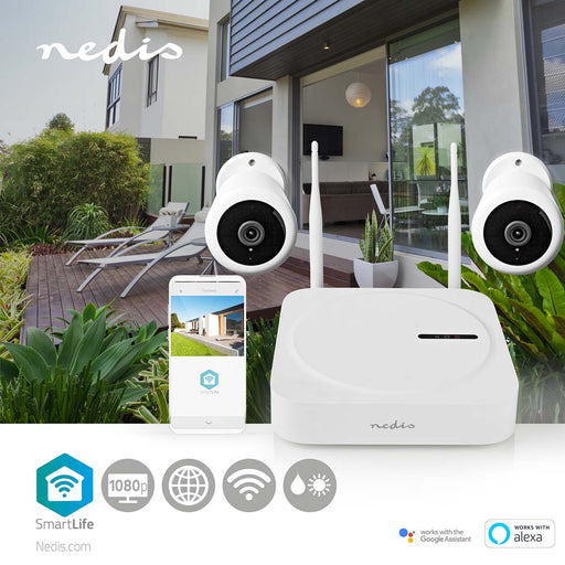 Nedis SmartLife Wireless Camera System - 2x Camera, Full HD 1080p, IP65, Night vision - White