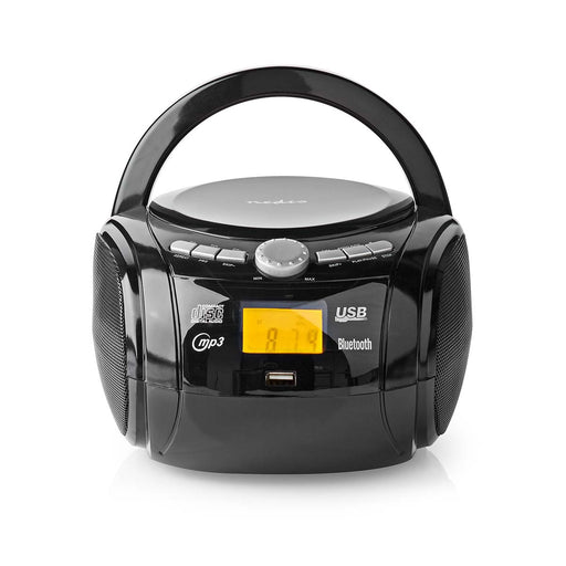 Nedis CD Player Boombox - Battery Powered / Mains Powered, Stereo, 9 W, Carrying handle - Black