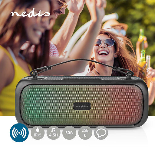 Nedis Bluetooth® Party Boombox - 4.5 hrs, 2.0, 45 W, Party lights - Black