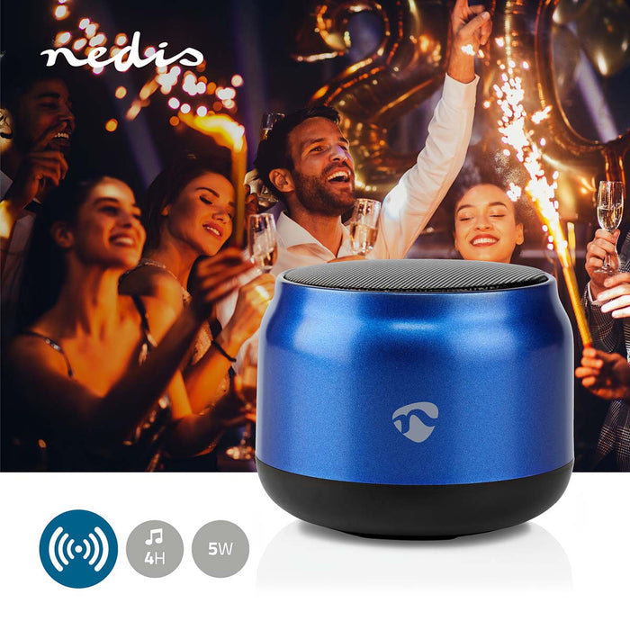 Nedis Bluetooth® Speaker - Battery play time: 4 hrs, Handheld Design, 5 W, Linkable - Blue