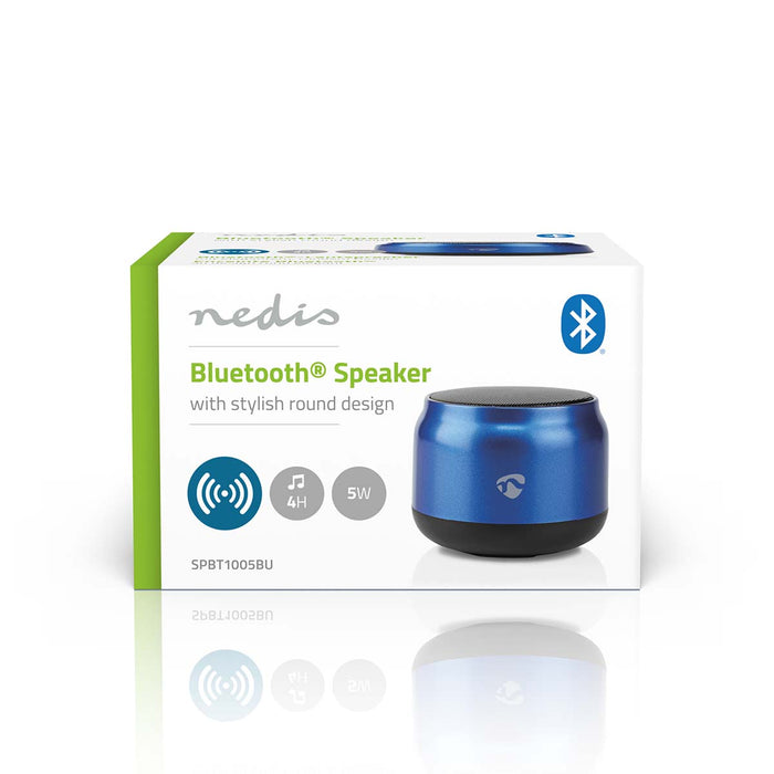 Nedis Bluetooth® Speaker - Battery play time: 4 hrs, Handheld Design, 5 W, Linkable - Blue