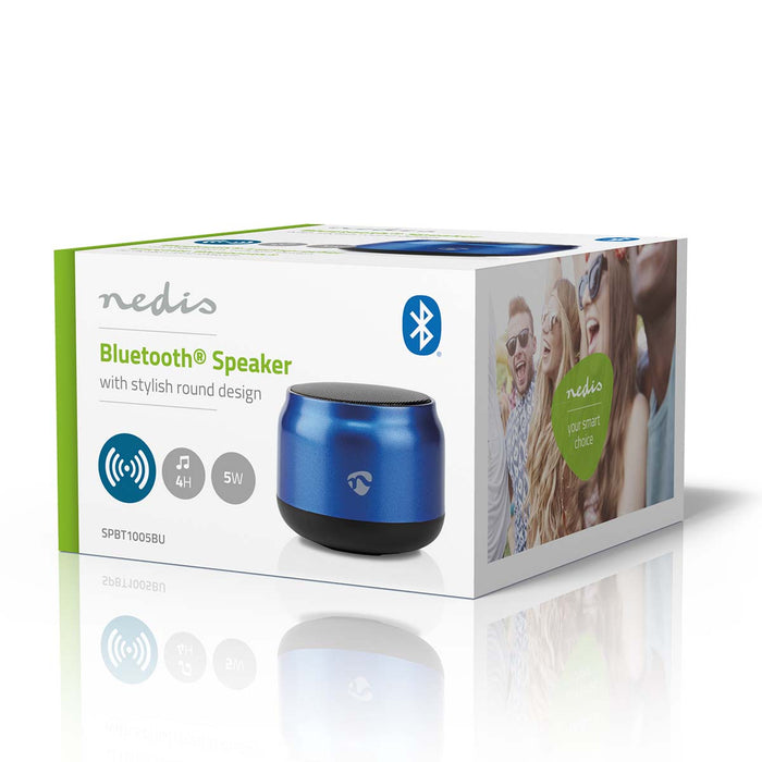 Nedis Bluetooth® Speaker - Battery play time: 4 hrs, Handheld Design, 5 W, Linkable - Blue