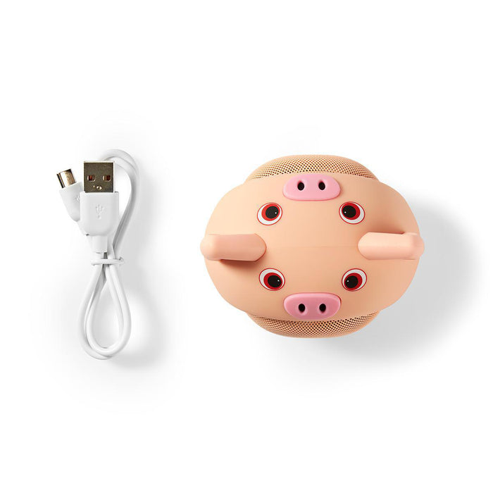 Nedis Bluetooth® Speaker - Battery play time: 3 hrs, Handheld Design, 9 W, Animaticks Pinky Pig - Pink