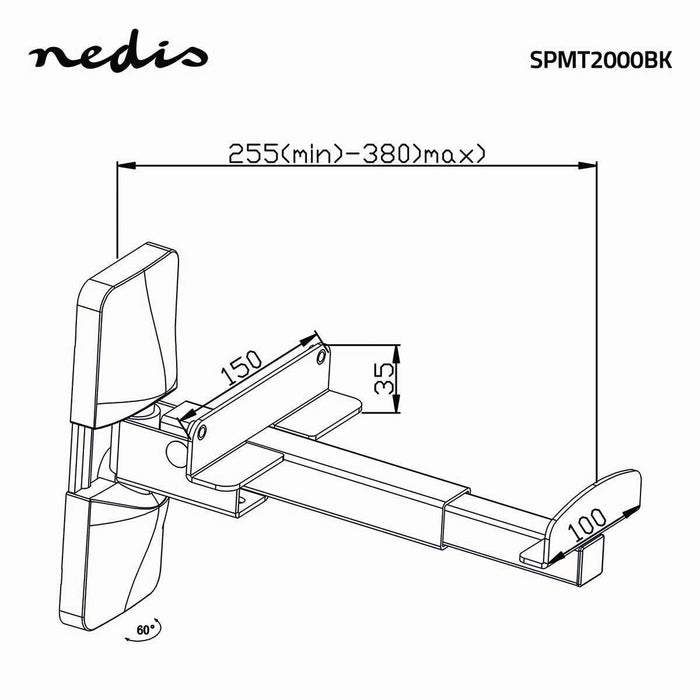 Nedis Speaker Mount - Compatible with: Universal, Ceiling / Wall, 20 kg, Steel - Black