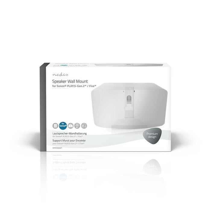 Nedis Speaker Mount - Compatible with: Sonos® Five / Sonos® PLAY:5, Wall, 7 kg, ABS / Steel - White