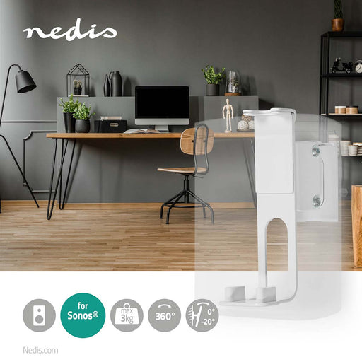 Nedis Speaker Mount - Compatible with: Sonos® One SL / Sonos® One / Sonos® PLAY:1, Wall, 3 kg, Steel - White