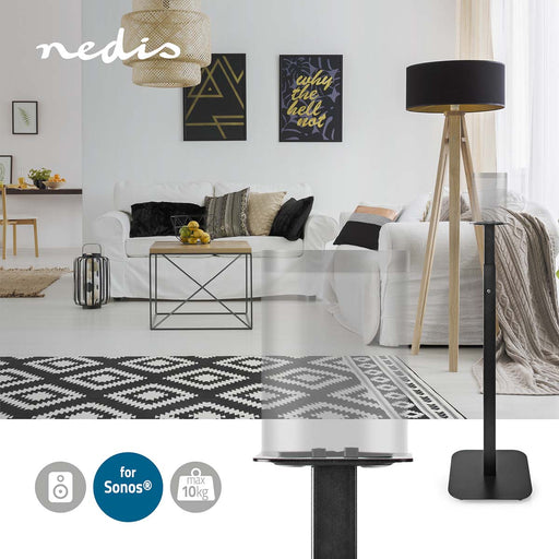 Nedis Speaker Mount - Compatible with: Sonos® One SL / Sonos® One / Sonos® PLAY:1, Floor, 10 kg, ABS / Steel - Black