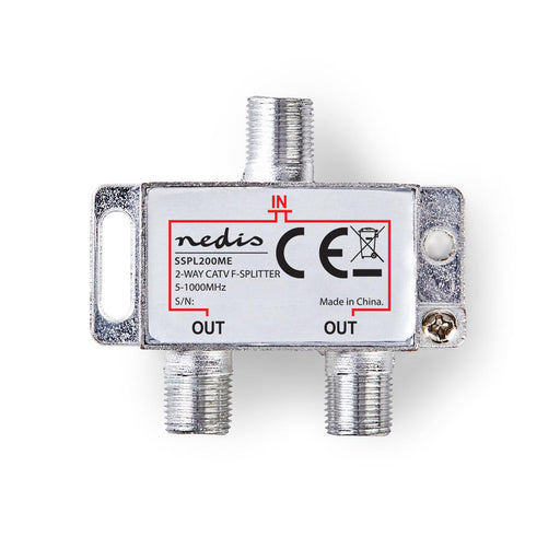 Nedis CATV Splitter - 5 - 1000 MHz, Insertion loss: 4.2 dB, Number of outputs: 2, 75 Ohm - Zinc