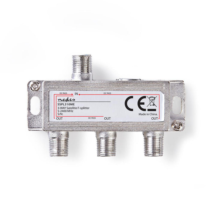 Nedis Satellite Splitter - 5 - 2400 MHz, 10.5 dB, Number of inputs: 1, Zinc - Silver