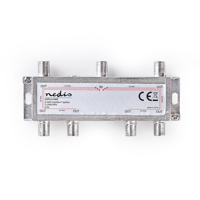 Nedis Satellite Splitter - 5 - 2400 MHz, 17.0 dB, Number of inputs: 1, Zinc - Silver