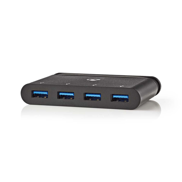 Nedis USB Adapter - USB 3.2 Gen 1, USB-C Male, 4x USB-A, Black - Window Box with Euro Lock