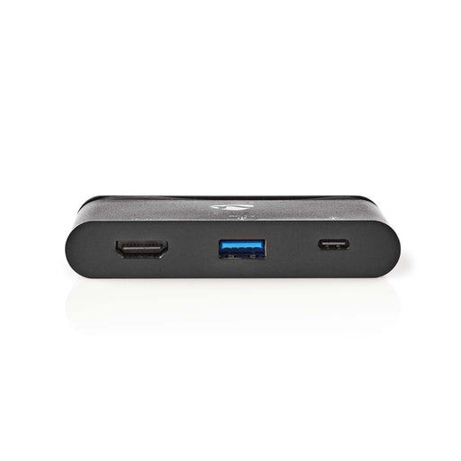 Nedis USB Adapter - USB 3.2 Gen 1, USB-C Male, HDMI Female / USB-A Female / USB-C Female, Black - Window Box with Euro Lock