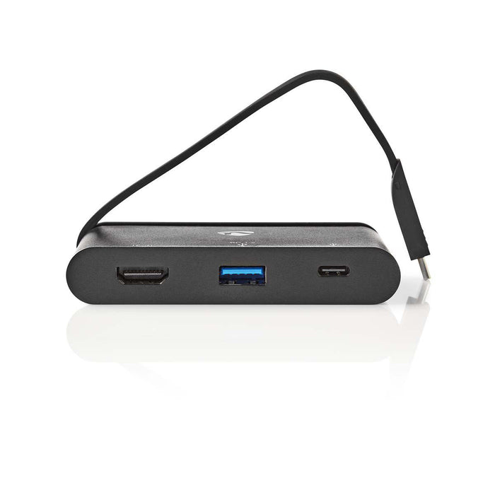 Nedis USB Adapter - USB 3.2 Gen 1, USB-C Male, HDMI Female / USB-A Female / USB-C Female, Black - Window Box with Euro Lock