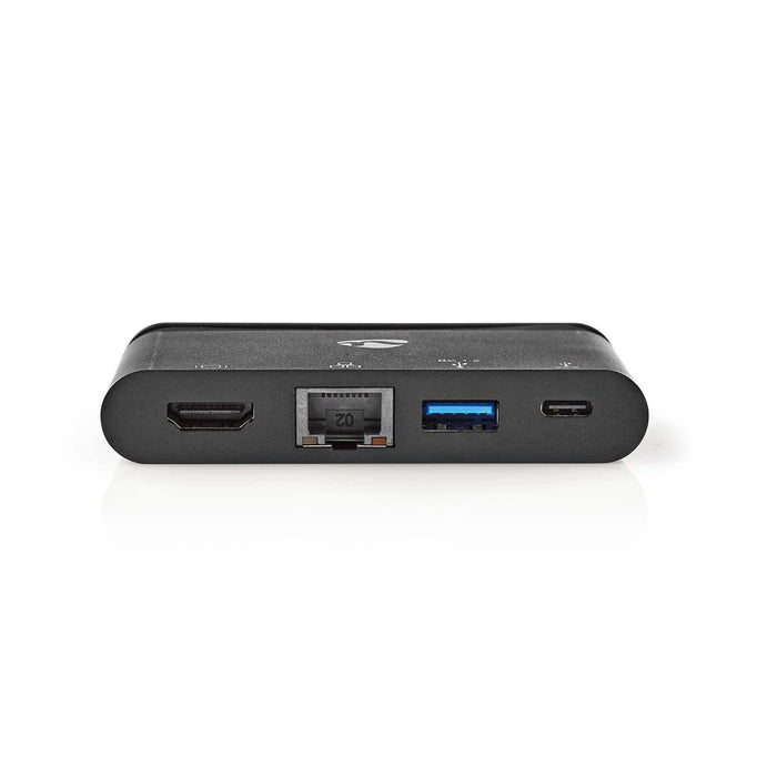 Nedis USB Adapter - USB 3.2 Gen 1, USB-C Male, HDMI Female / RJ45 Female / USB-A Female / USB-C Female, Black - Box