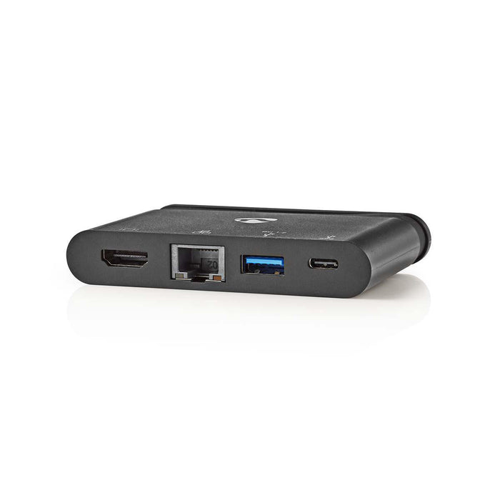 Nedis USB Adapter - USB 3.2 Gen 1, USB-C Male, HDMI Female / RJ45 Female / USB-A Female / USB-C Female, Black - Box