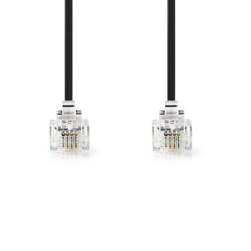 Nedis Telecom Cable - RJ11 Male, RJ11 Male, 5.00 m, Cable type: RJ11 - Black / Transparent