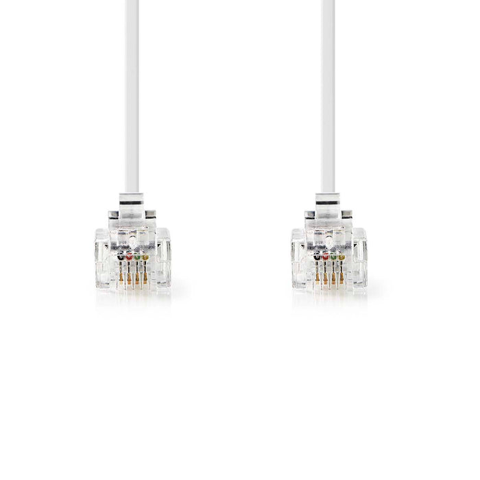 Nedis Telecom Cable - RJ11 Male, RJ11 Male, 10.0 m, Cable type: RJ11 - White