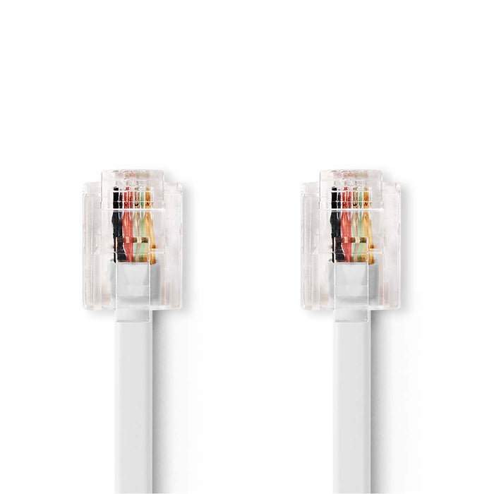 Nedis Telecom Cable - RJ11 Male, RJ11 Male, 10.0 m, Cable type: RJ11 - White