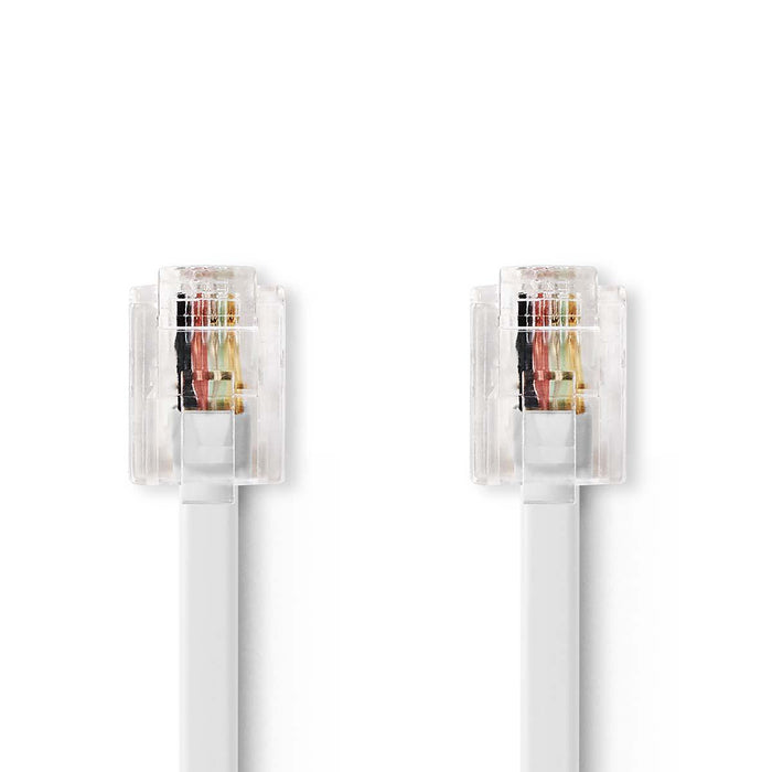 Nedis Telecom Cable - RJ11 Male, RJ11 Male, 5.00 m, Cable type: RJ11 - Transparent / White