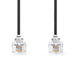 Nedis Telecom Cable - RJ11 Male, RJ11 Male, 2.00 m, Cable type: RJ11 - Black