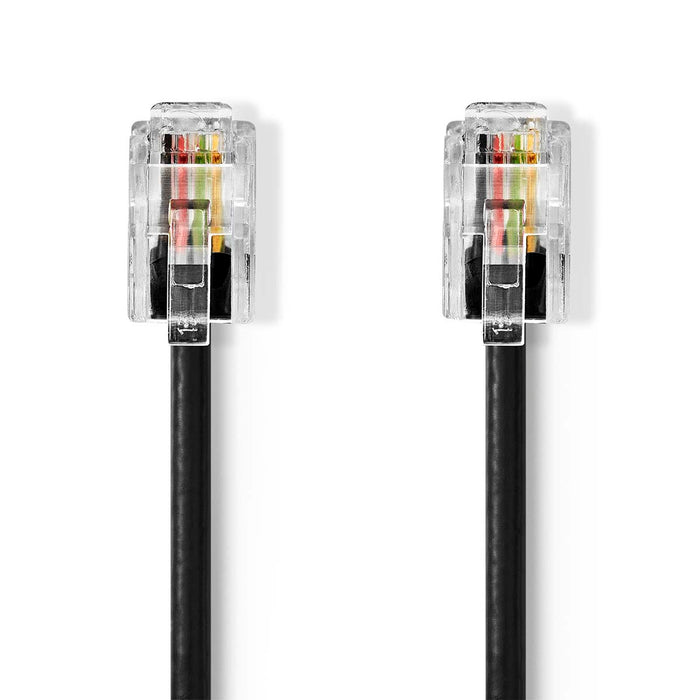 Nedis Telecom Cable - RJ10 Male, RJ10 Male, 2.00 m, Cable type: RJ10 - Black