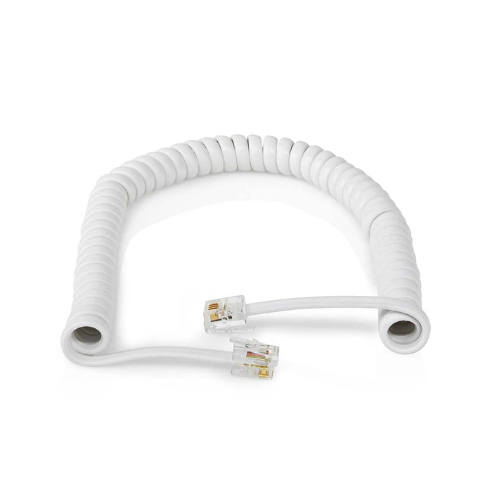 Nedis Telecom Cable - RJ10 Male, RJ10 Male, 2.00 m, Cable type: RJ10 - White