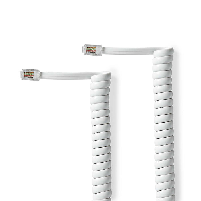 Nedis Telecom Cable - RJ10 Male, RJ10 Male, 2.00 m, Cable type: RJ10 - White