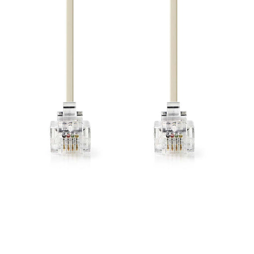 Nedis Telecom Cable - RJ11 Male, RJ11 Male, 2.00 m, Cable type: RJ11 - Ivory