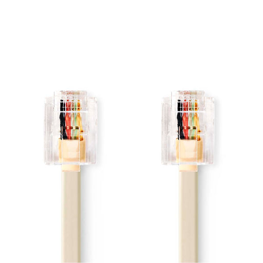 Nedis Telecom Cable - RJ11 Male, RJ11 Male, 2.00 m, Cable type: RJ11 - Ivory