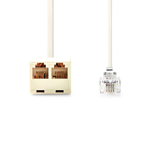 Nedis Telecom Extension Cable - RJ11 Male, 2x RJ11 (4/6) Female, 2.00 m, Cable type: RJ11 - Ivory