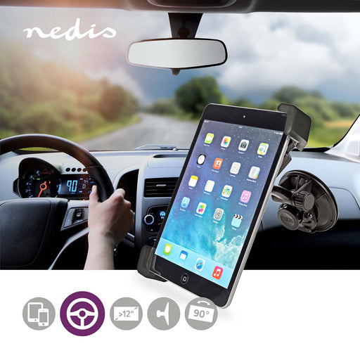 Nedis Tablet Car Mount - Maximum screen size compatibility: 12" - In-Car Window and Headrest - Adjustable, 