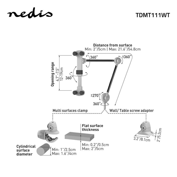 Nedis Tablet Mount - 4-12" - Interactive - Application: Universal, 