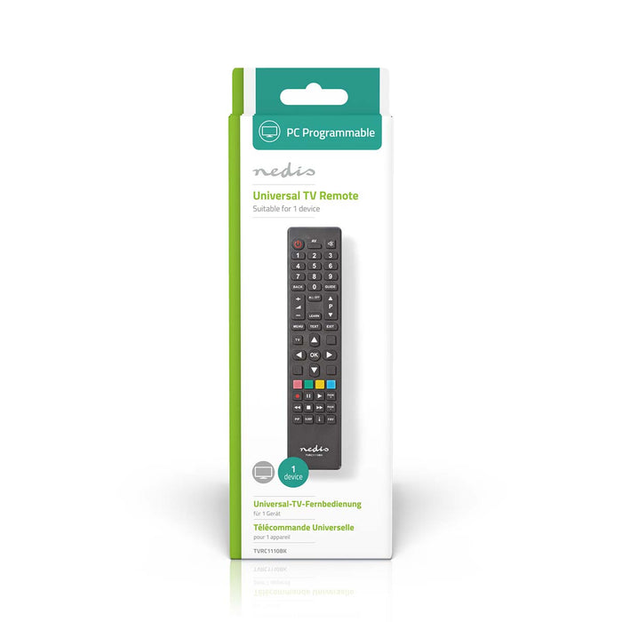 Nedis Universal Remote Control - Programmable, 1 Device, Clear Lay-out, Infrared - Black