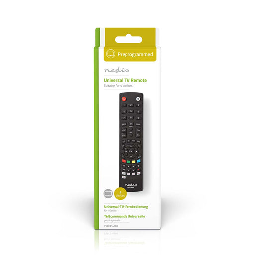 Nedis Universal Remote Control - Preprogrammed, 4 Devices, Amazon Prime / Disney + Button / Memory Buttons / Netflix Button / TV Guide Button / Youtube Button, Infrared - Black