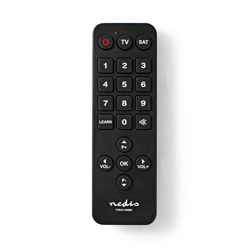 Nedis Universal Remote Control - Preprogrammed, 2 Devices, Disney + Button / Large Buttons / Netflix Button, Infrared - Black