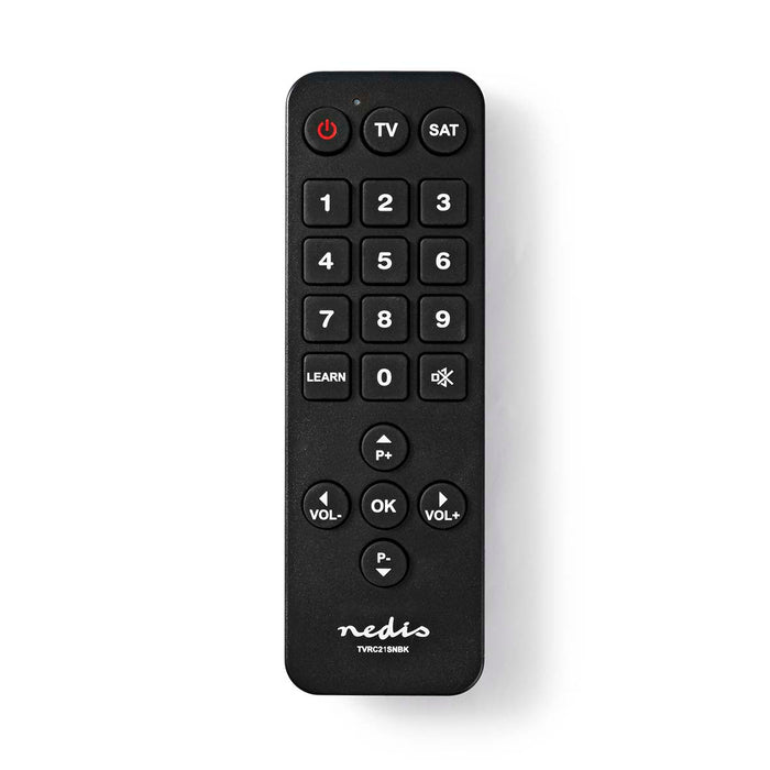 Nedis Universal Remote Control - Preprogrammed, 2 Devices, Disney + Button / Large Buttons / Netflix Button, Infrared - Black