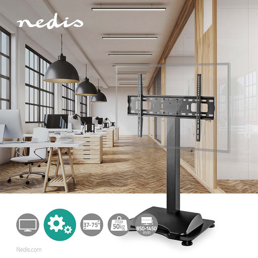 Nedis Motorised TV Stand - 37-75", Maximum supported screen weight: 50 kg, Floor, ABS / Aluminium / Steel - Black