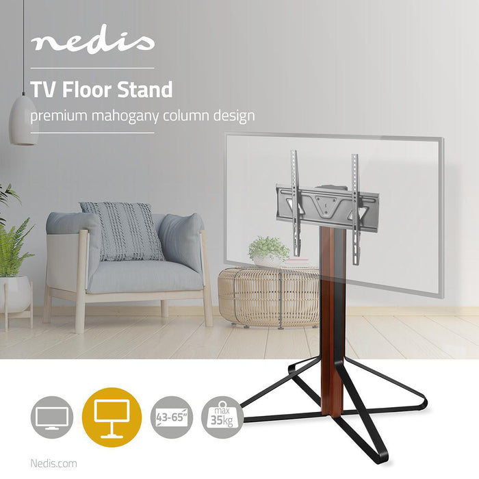 Nedis TV Floor Stand - 43 - 65", Maximum supported screen weight: 35 kg, Fixed Design, Aluminium / Steel - Black