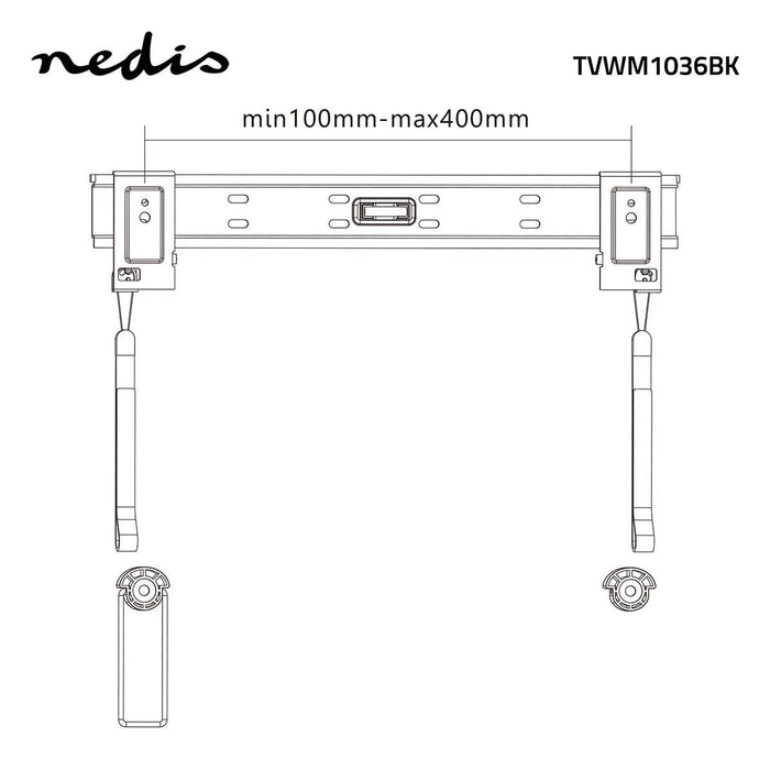 Nedis Fixed TV Wall Mount - 32-55", Maximum supported screen weight: 50 kg, Minimum wall distance: 14.5 mm, Steel - Black