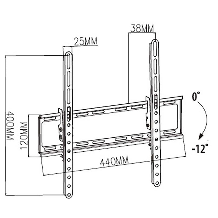 Nedis Tiltable TV Wall Mount - 23-55", Maximum supported screen weight: 35 kg, Tiltable: 12 °, Steel - Black