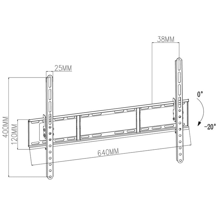 Nedis Tiltable TV Wall Mount - 37-70", Maximum supported screen weight: 35 kg, Tiltable: 20 °, Steel - Black