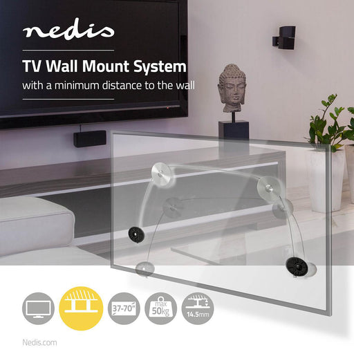 Nedis Fixed TV Wall Mount - 37-70", Maximum supported screen weight: 50 kg, Minimum wall distance: 14.5 mm, ABS / Steel - Black / Metal