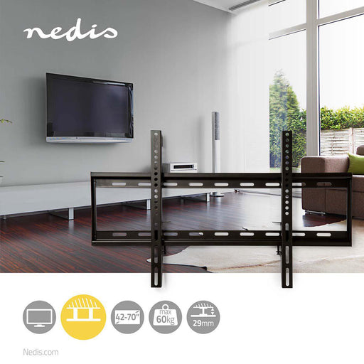 Nedis Fixed TV Wall Mount - 42-70", Maximum supported screen weight: 60 kg, Minimum wall distance: 29 mm, Steel - Black