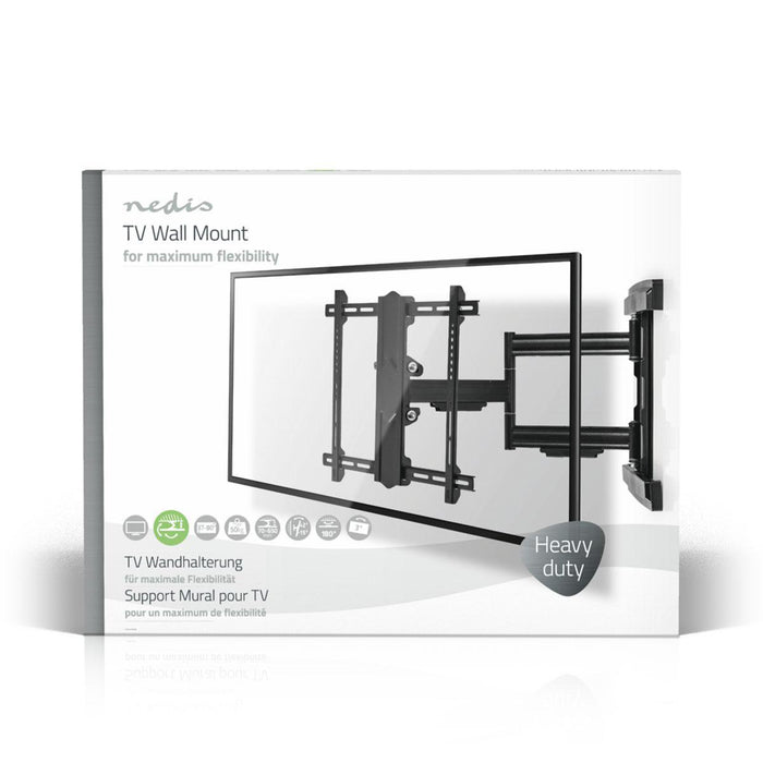 Nedis Full Motion TV Wall Mount - 37-80", Maximum supported screen weight: 50 kg, Tiltable, Steel - Black