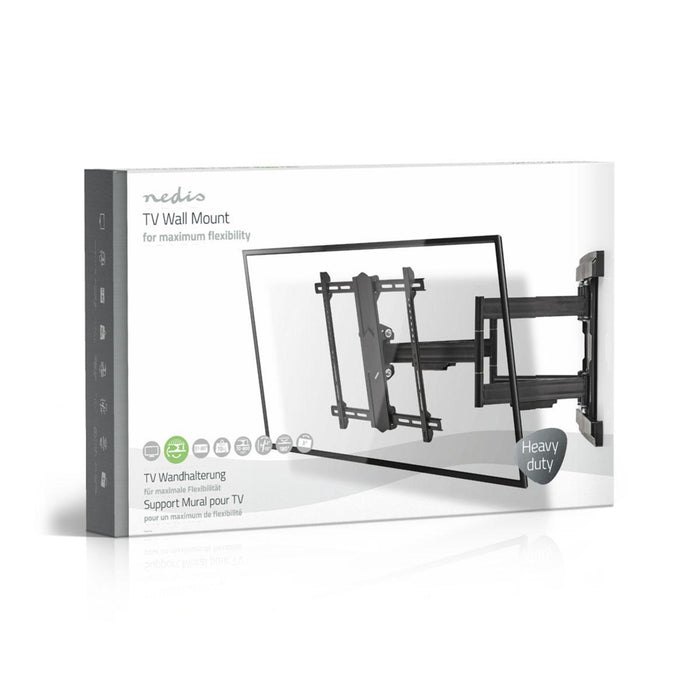 Nedis Full Motion TV Wall Mount - 37-80", Maximum supported screen weight: 70 kg, Tiltable, Steel - Black