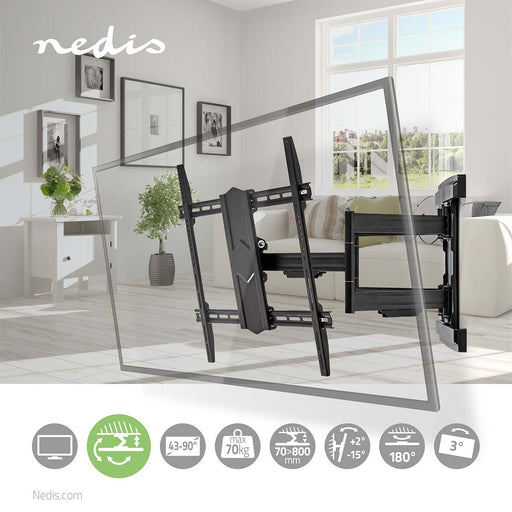 Nedis Full Motion TV Wall Mount - 43 - 100", Maximum supported screen weight: 70 kg, Tiltable, Steel - Black